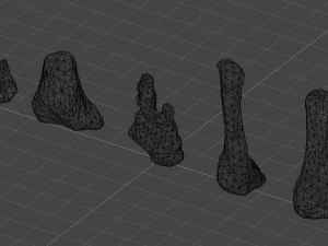 5 Cave Rocks in 4 Texture Options 3D Model