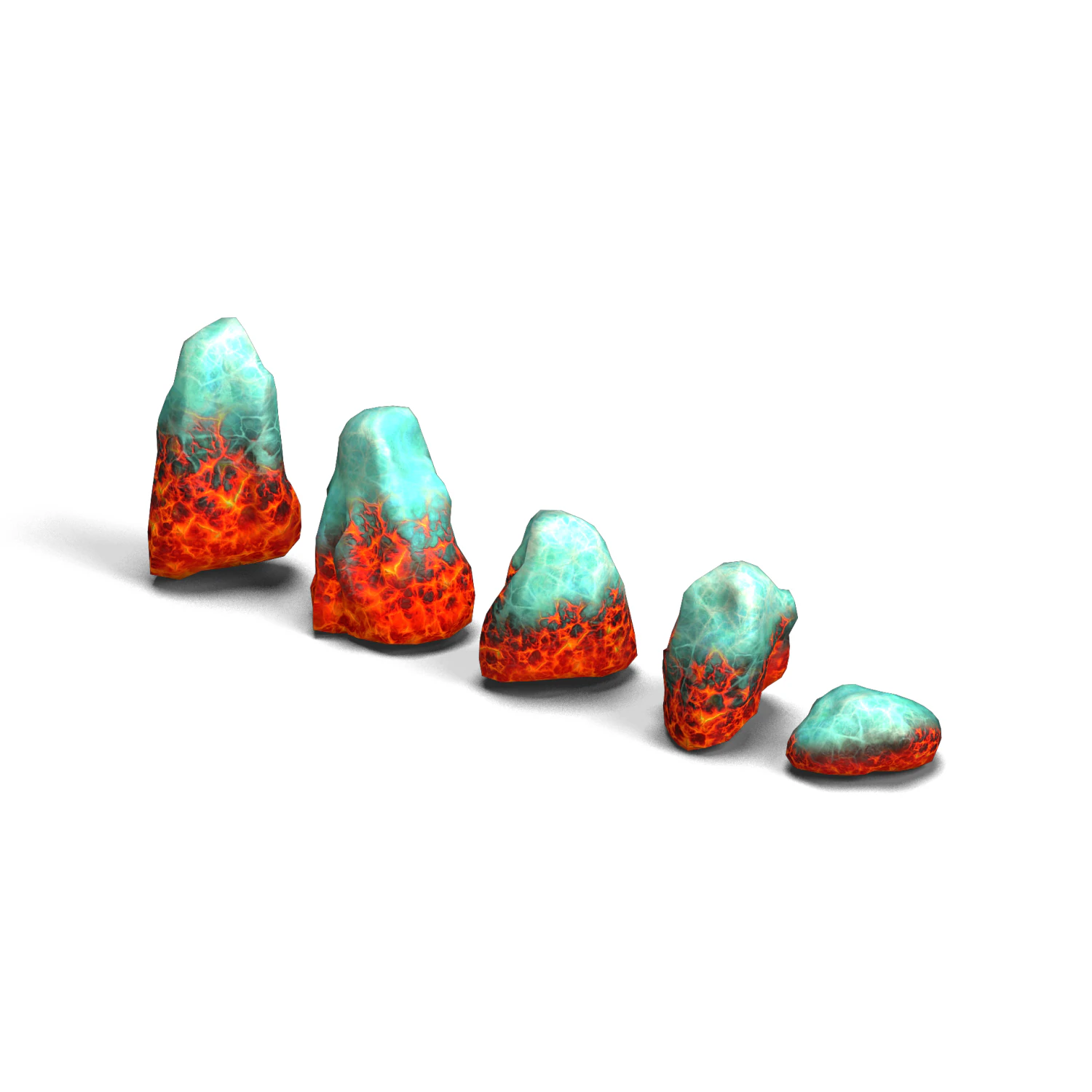 Rock Set 03 - Fire and Ice 3D Model .c4d .max .obj .3ds .fbx .stl .blend 