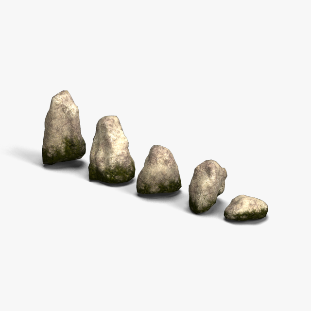 Rock Set 03 - Moss 3D Model .c4d .max .obj .3ds .fbx .stl .blend 