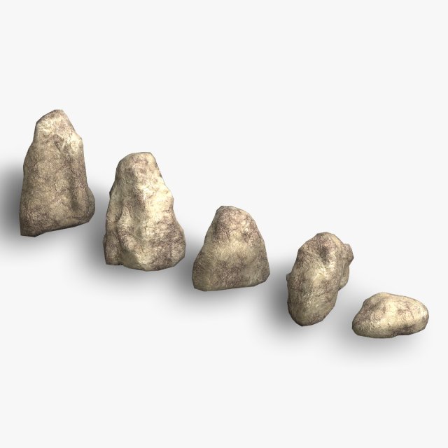 Rock Set 03 - Light 3D Model .c4d .max .obj .3ds .fbx .stl .blend