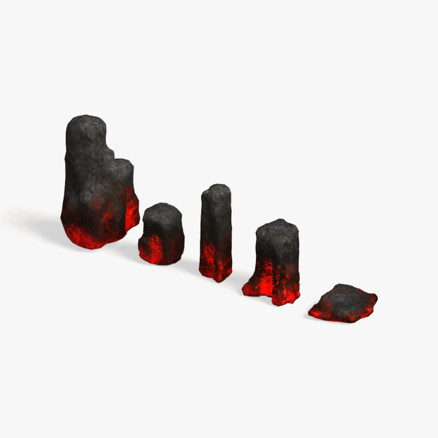 Rock Set 06 - Lava 3D Model .c4d .max .obj .3ds .fbx .stl .blend 