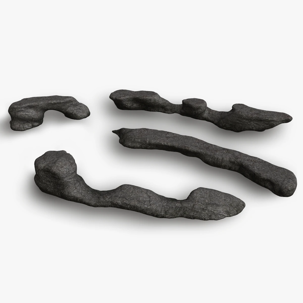 Long Flat Rocks - Base 3D Model .c4d .max .obj .3ds .fbx .stl .blend 