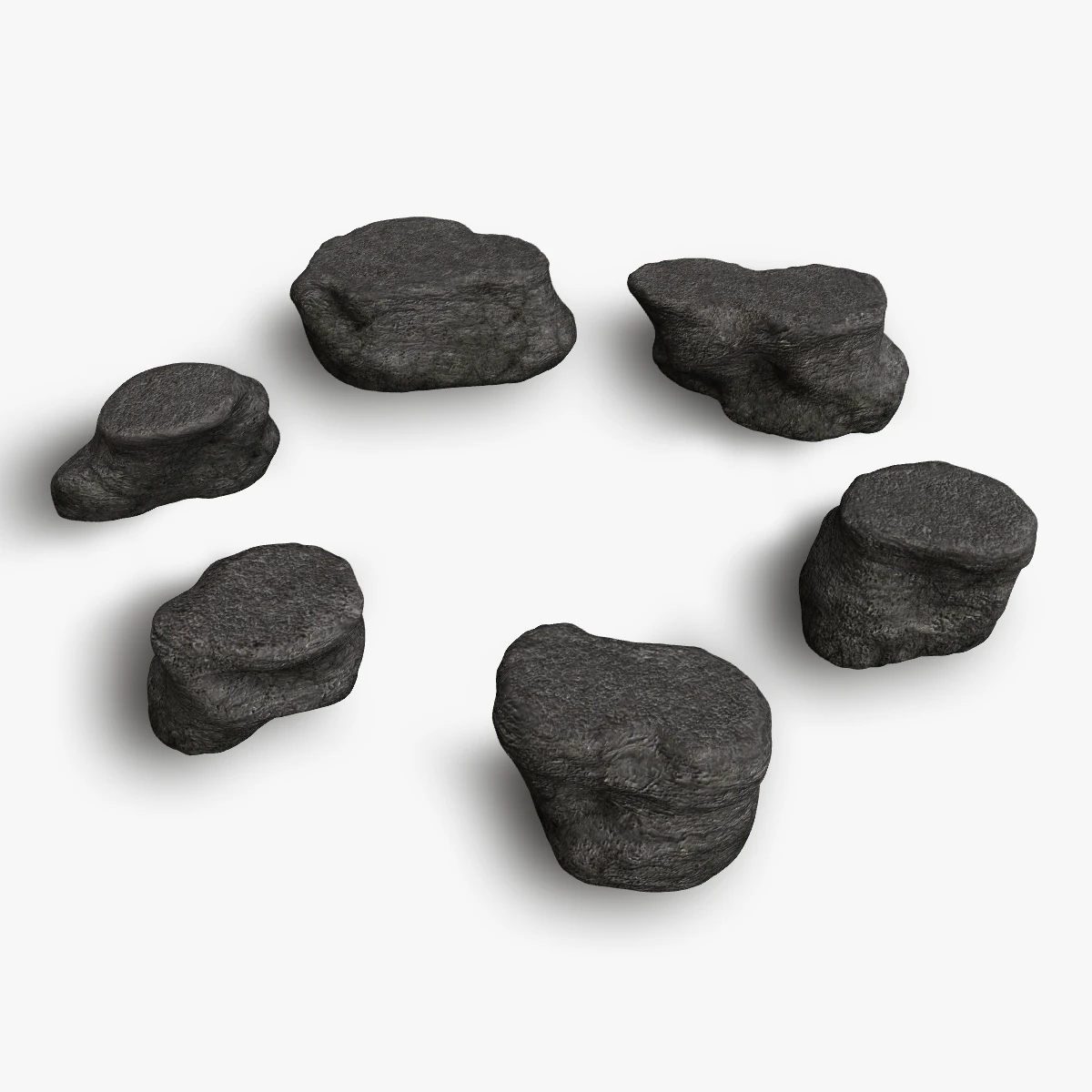 Short Flat Rocks - Base 3D Model .c4d .max .obj .3ds .fbx .stl .blend 