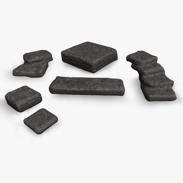6 Stone Platforms - Base 3D Model .c4d .max .obj .3ds .fbx .stl .blend 
