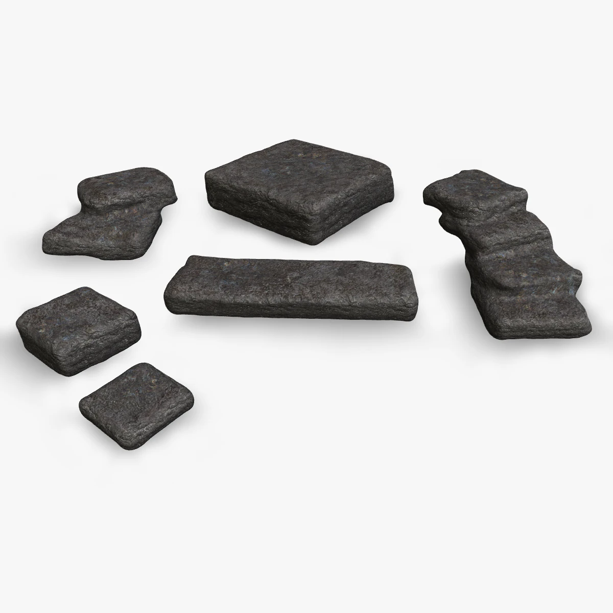 6 Stone Platforms - Base 3D Model .c4d .max .obj .3ds .fbx .stl .blend 