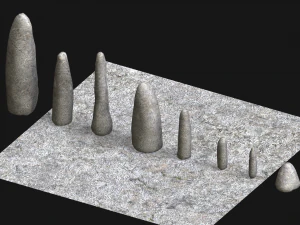 Obelisk Set - White Stone 3D Model