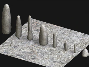 Obelisk Set - White Stone 3D Model