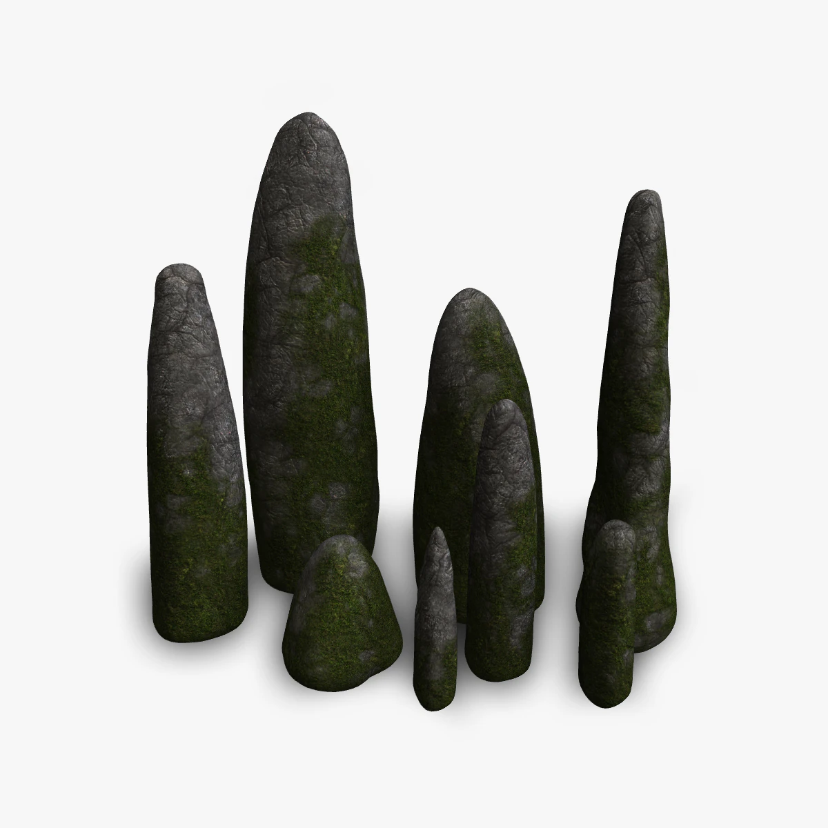 Obelisk Set - Moss 3D Model .c4d .max .obj .3ds .fbx .stl .blend 