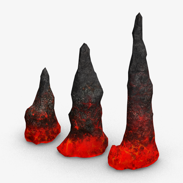 Stalagmite Set - Lava 3D Model .c4d .max .obj .3ds .fbx .stl .blend 