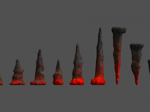Stalagmite Set - Lava 3D Model
