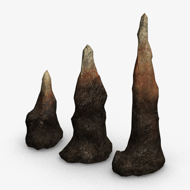 Stalagmite Set - Red Rock 3D Model .c4d .max .obj .3ds .fbx .stl .blend 