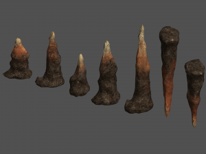 Stalagmite Set - Red Rock 3D Model