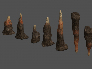 Stalagmite Set - Red Rock 3D Model