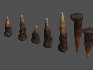 Stalagmite Set - Red Rock 3D Model