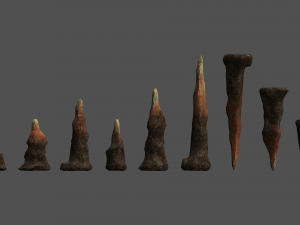 Stalagmite Set - Red Rock 3D Model