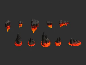 Cave Rock Pack 1 - Lava 3D Model
