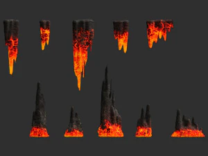 Cave Rock Pack 1 - Lava 3D Model