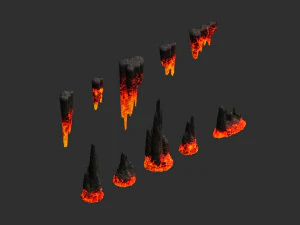 Cave Rock Pack 1 - Lava 3D Model
