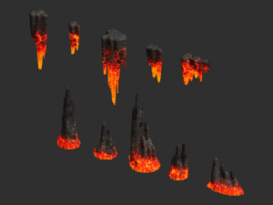 Cave Rock Pack 1 - Lava 3D Модель