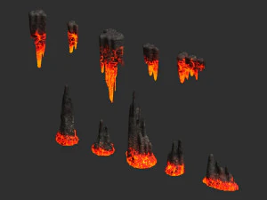 Cave Rock Pack 1 - Lava 3D Model