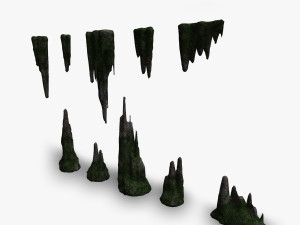 Cave Rock Pack 1 - Moss 2 3D Model