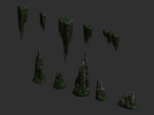 Paquete de roca cueva 1 - Musgo 2 Modelo 3D