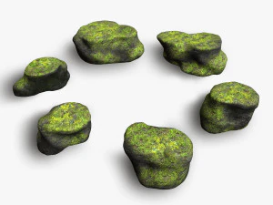 Rocce piatte corte - Muschio 1 Modello 3D