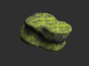 Short Flat Rocks - Moss 1 3D Model