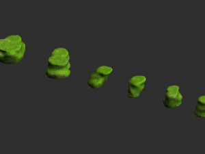 Short Flat Rocks - Moss 2 3D Model
