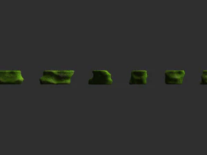Short Flat Rocks - Moss 2 3D Model