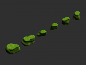 Short Flat Rocks - Moss 2 3D Model