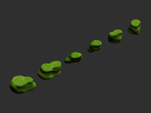 Short Flat Rocks - Moss 2 3D Model