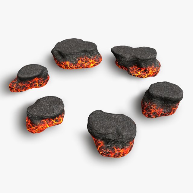 Short Flat Rocks - Lava 3D Model .c4d .max .obj .3ds .fbx .stl .blend 