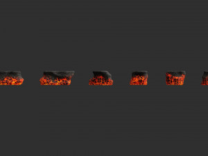 Short Flat Rocks - Lava 3D Model