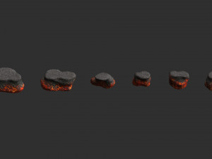Short Flat Rocks - Lava 3D Model