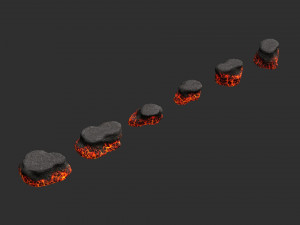 Short Flat Rocks - Lava 3D Model