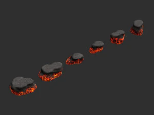 Short Flat Rocks - Lava 3D Model