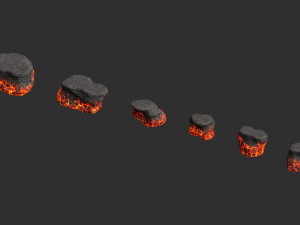 Short Flat Rocks - Lava 3D Model