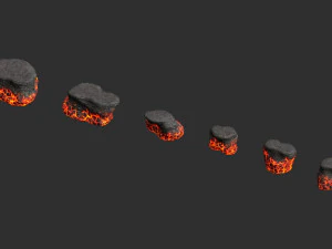 Short Flat Rocks - Lava 3D Model