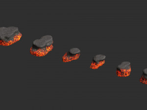 Short Flat Rocks - Lava 3D Model