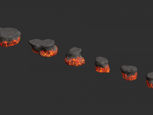 Short Flat Rocks - Lava 3D Model
