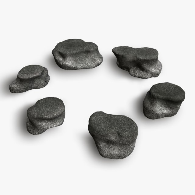 Short Flat Rocks - Rough 1 Modelo 3D .c4d .max .obj .3ds .fbx .stl .blend 