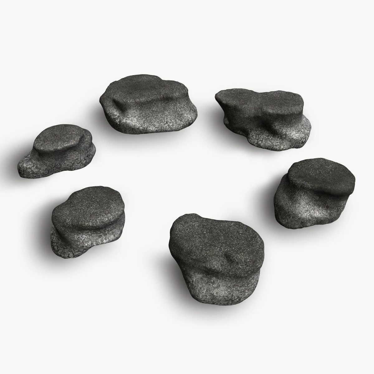 Short Flat Rocks - Rough 1 3D Model .c4d .max .obj .3ds .fbx .stl .blend