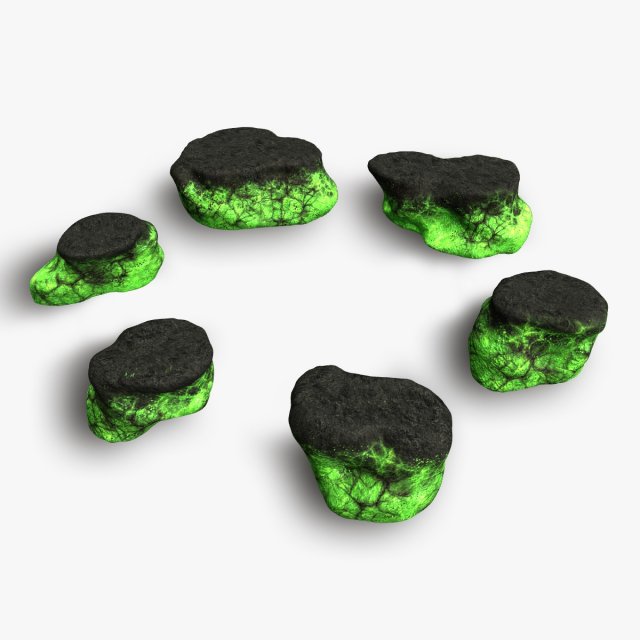 Short Flat Rocks - Toxic Model 3D .c4d .max .obj .3ds .fbx .stl .blend 