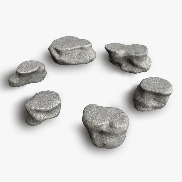Short Flat Rocks - White 3D Модель .c4d .max .obj .3ds .fbx .stl .blend 