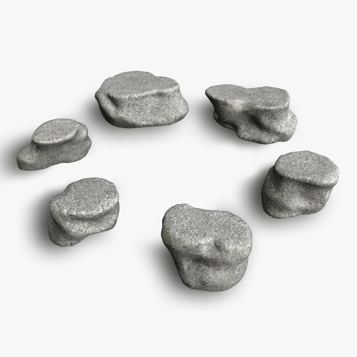 Short Flat Rocks - White 3D Model .c4d .max .obj .3ds .fbx .stl .blend 