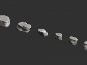 Short Flat Rocks - White 3D Model