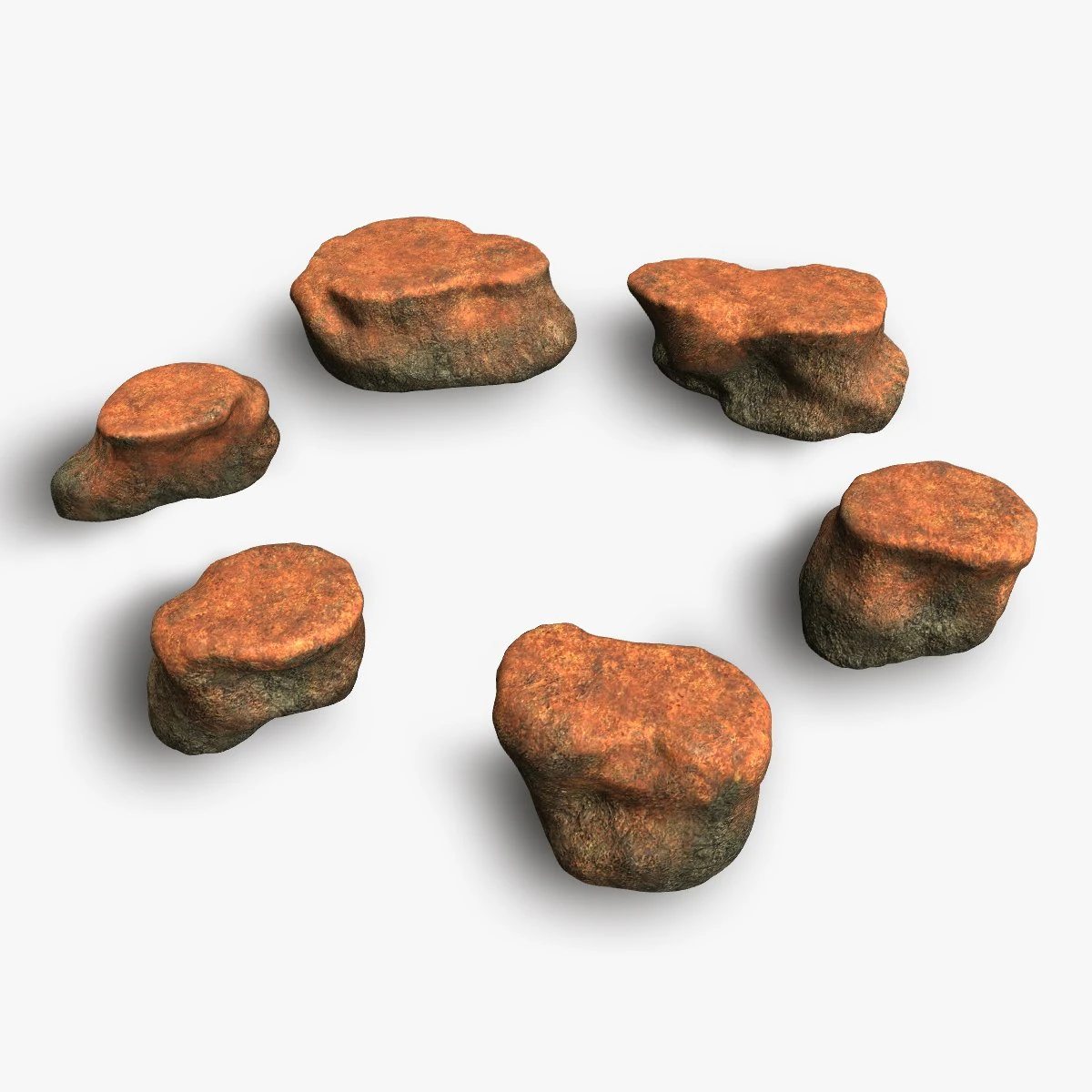 Rocas planas cortas - Polvo rojo Modelo 3D .c4d .max .obj .3ds .fbx .stl .blend 