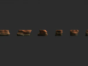 Rocas planas cortas - Polvo rojo Modelo 3D