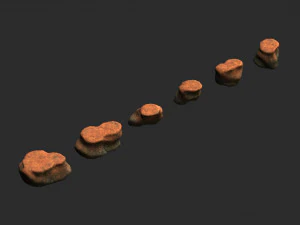 Rocas planas cortas - Polvo rojo Modelo 3D